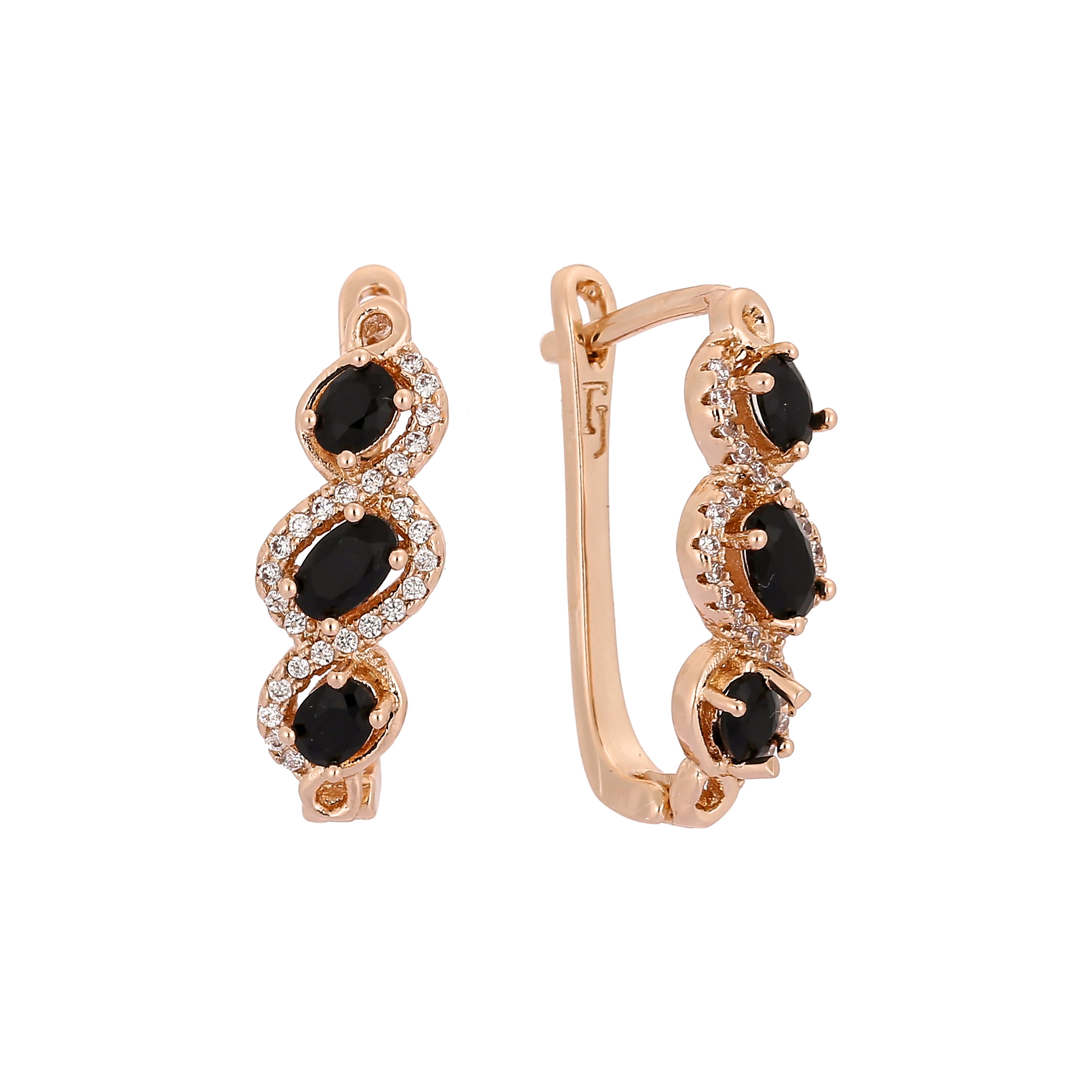 Rose Gold three stones earrings