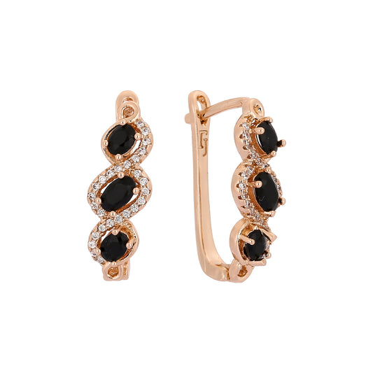 Rose Gold three stones earrings