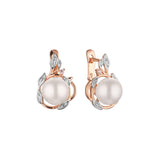 Pearl earrings in Rose Gold, two tone plating colors