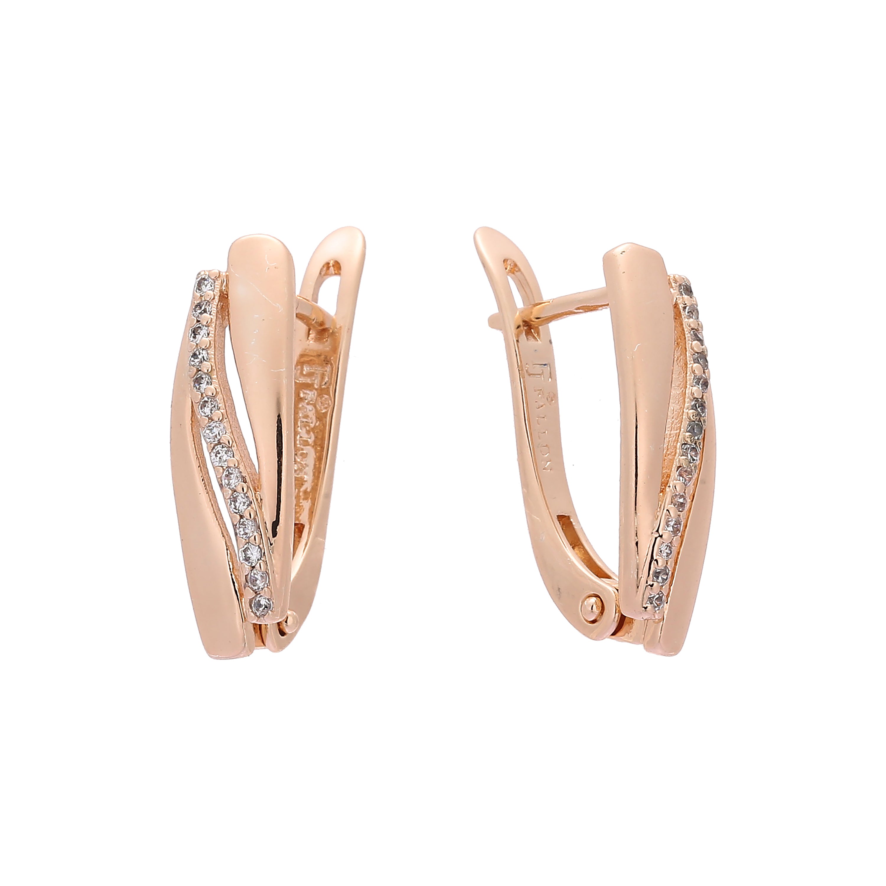 Paved white cz Rose Gold earrings