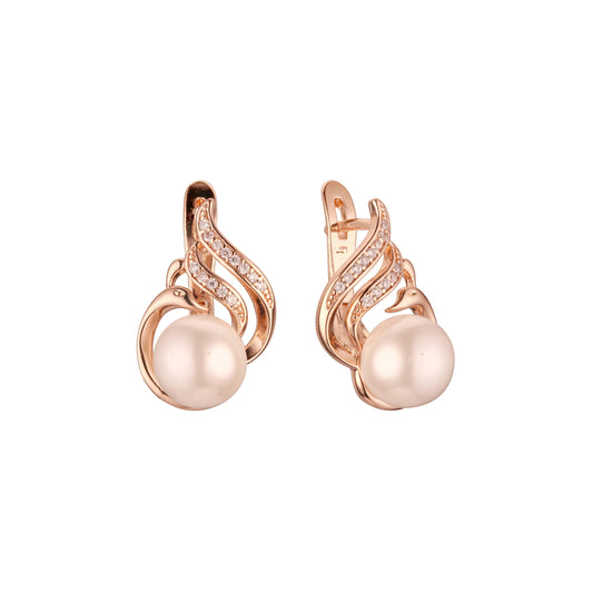 Rose Gold pearl earrings