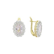 Aretes con halo de piedra grande en Oro 14K, oro rosa, baño de dos tonos