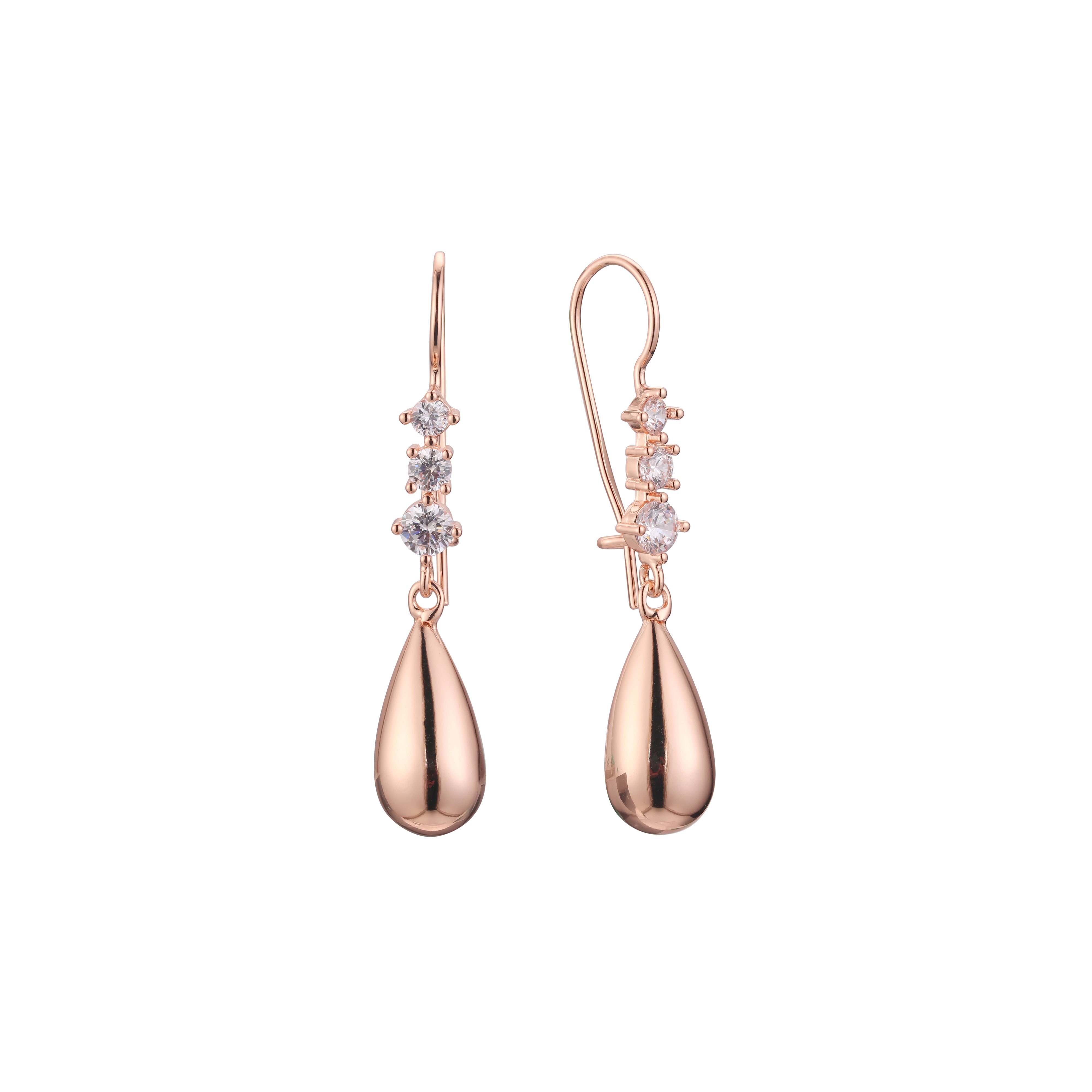 Aretes de racimo de gancho de alambre en Oro 14K, colores de baño de oro rosa