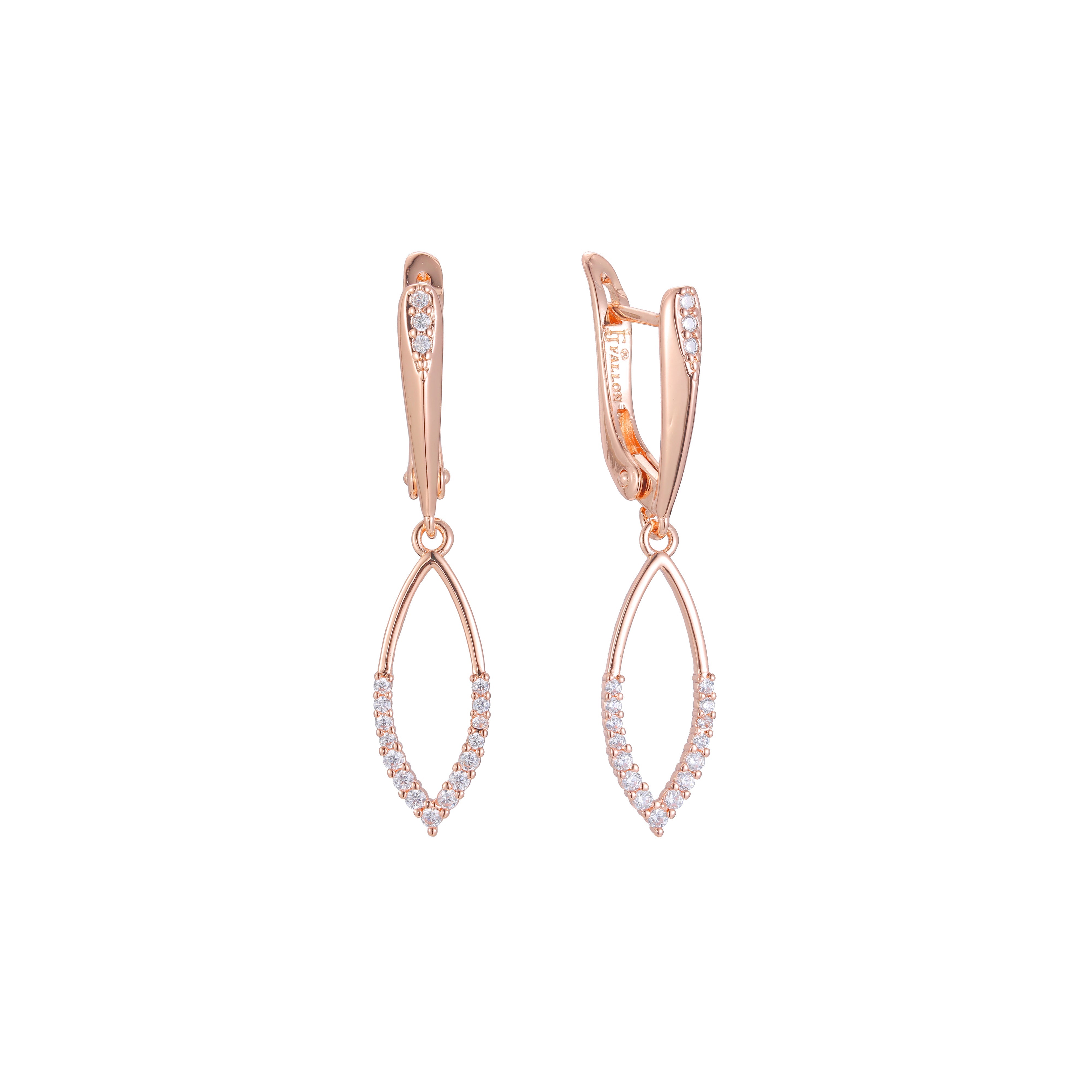 Aretes en Oro 14K, Oro Rosa, baño en dos tonos