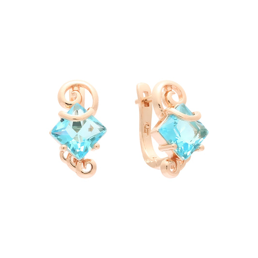 Solitaire colorful cz Rose Gold earrings