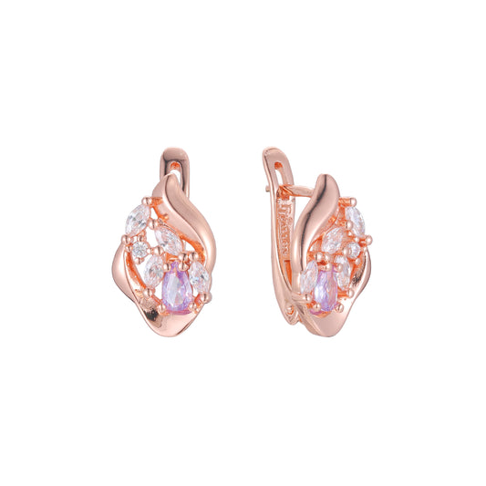 Aretes de racimo en Oro de 14K, baño de Oro Rosa colores