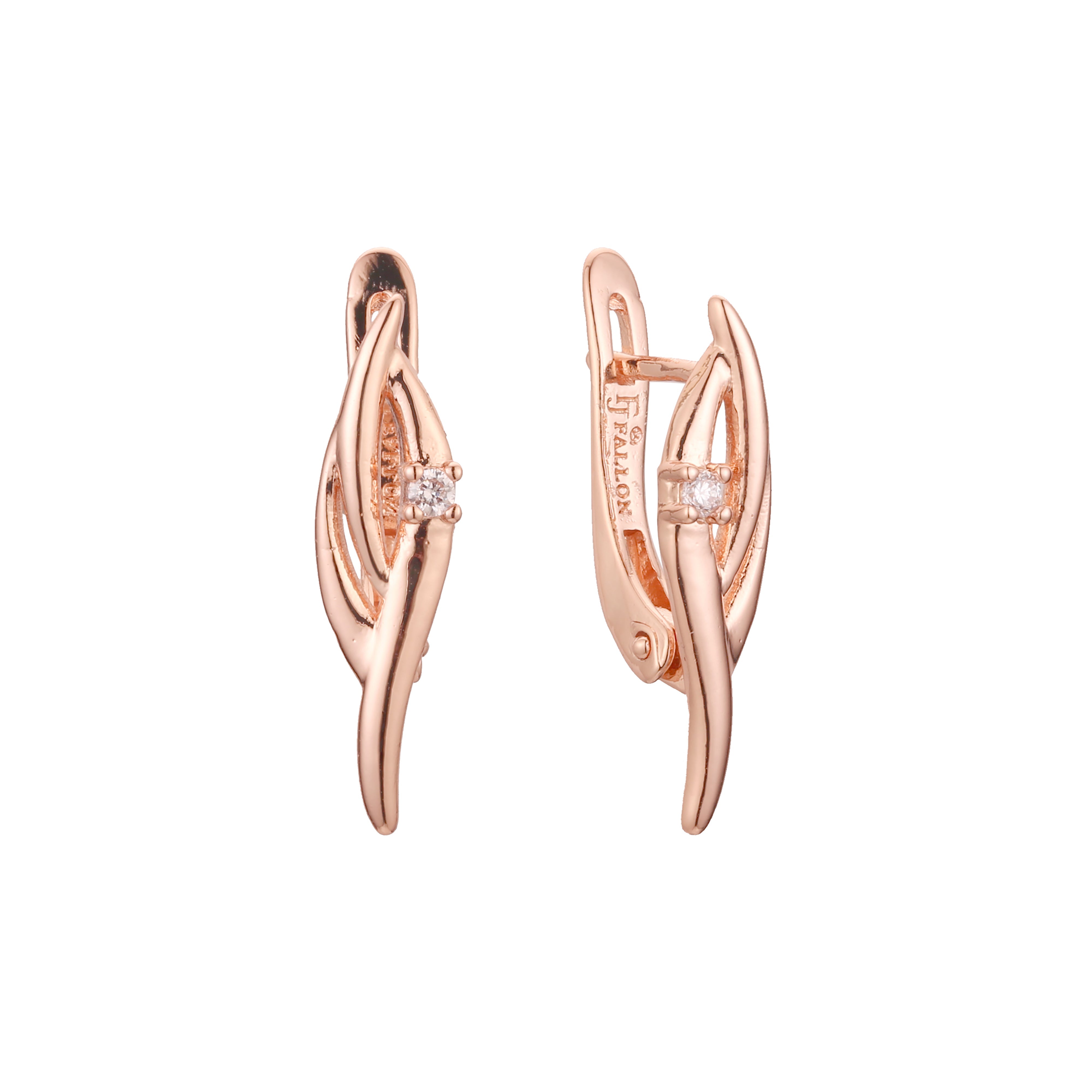 Pendientes Solitario en Oro de 14K, baño de Oro Rosa colores