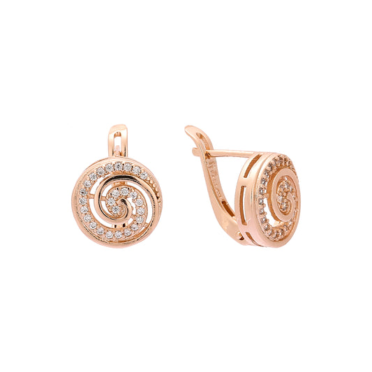 Pendientes de oro rosa con pavé de circonitas blancas Vortex