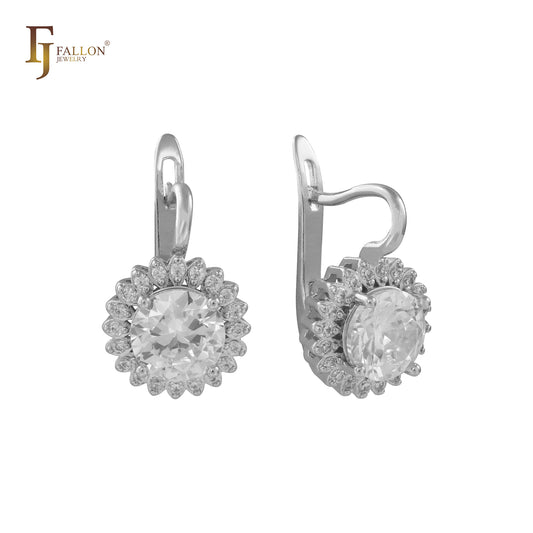 Pendientes con circonitas blancas pavimentadas Halo Circle