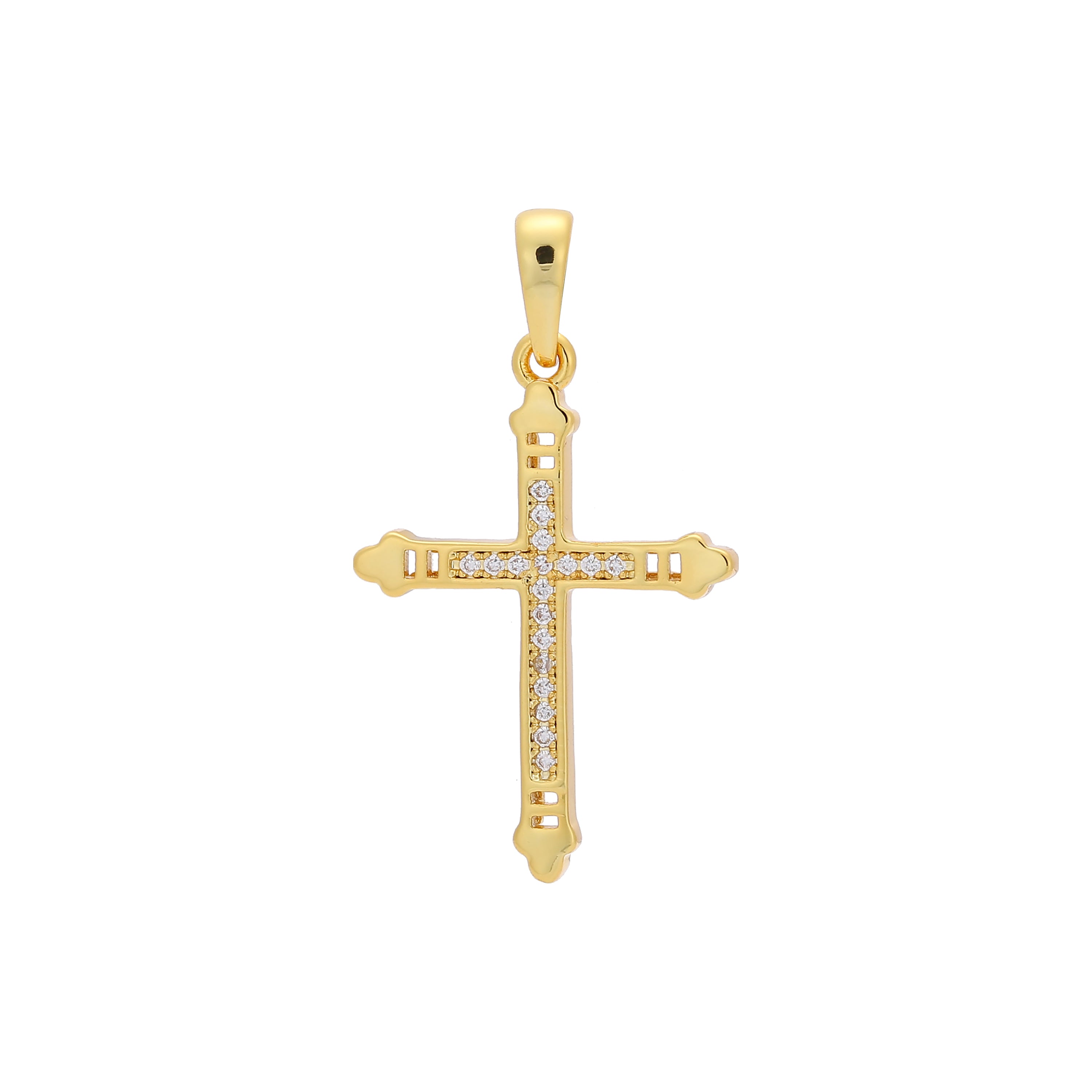 Colgante de Oro 14K con cruz latina en capullo