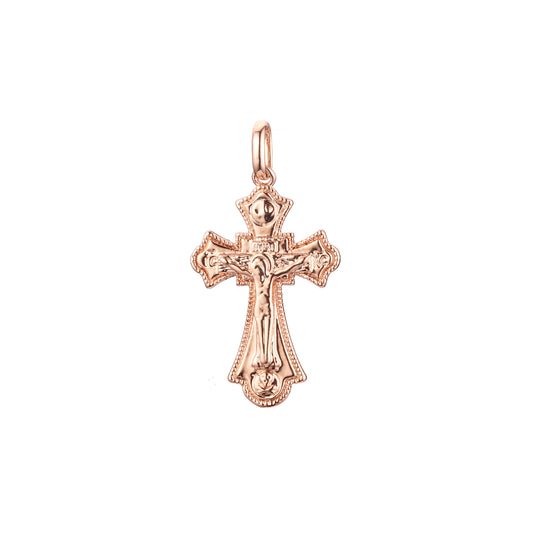 Colgante Cruz de Malta Católica en Oro Rosa y baño de Oro 14K colores