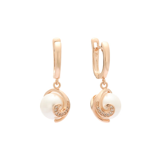 Rose Gold pearl drop earrings