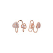 Aretes ear cuff con forma de racimo de corazones en Oro 14K, colores baño de oro rosa