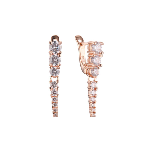 Aretes de racimo en Oro de 14K, baño de Oro Rosa colores