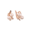 Double pearl in a ribbon earrings in Rose Gold, two tone plating colors