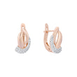 Paved white cz Rose Gold, two tone earrings