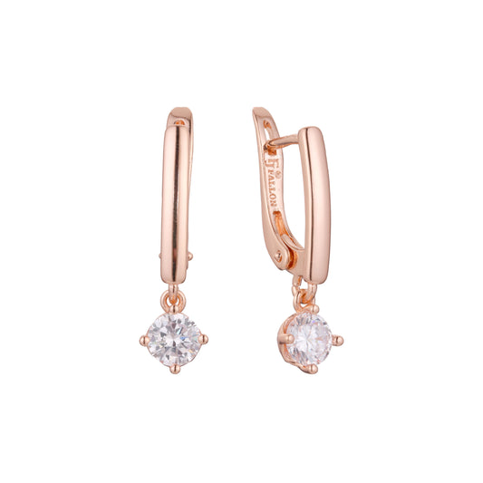 Pendientes Solitario en Oro de 14K, baño de Oro Rosa colores