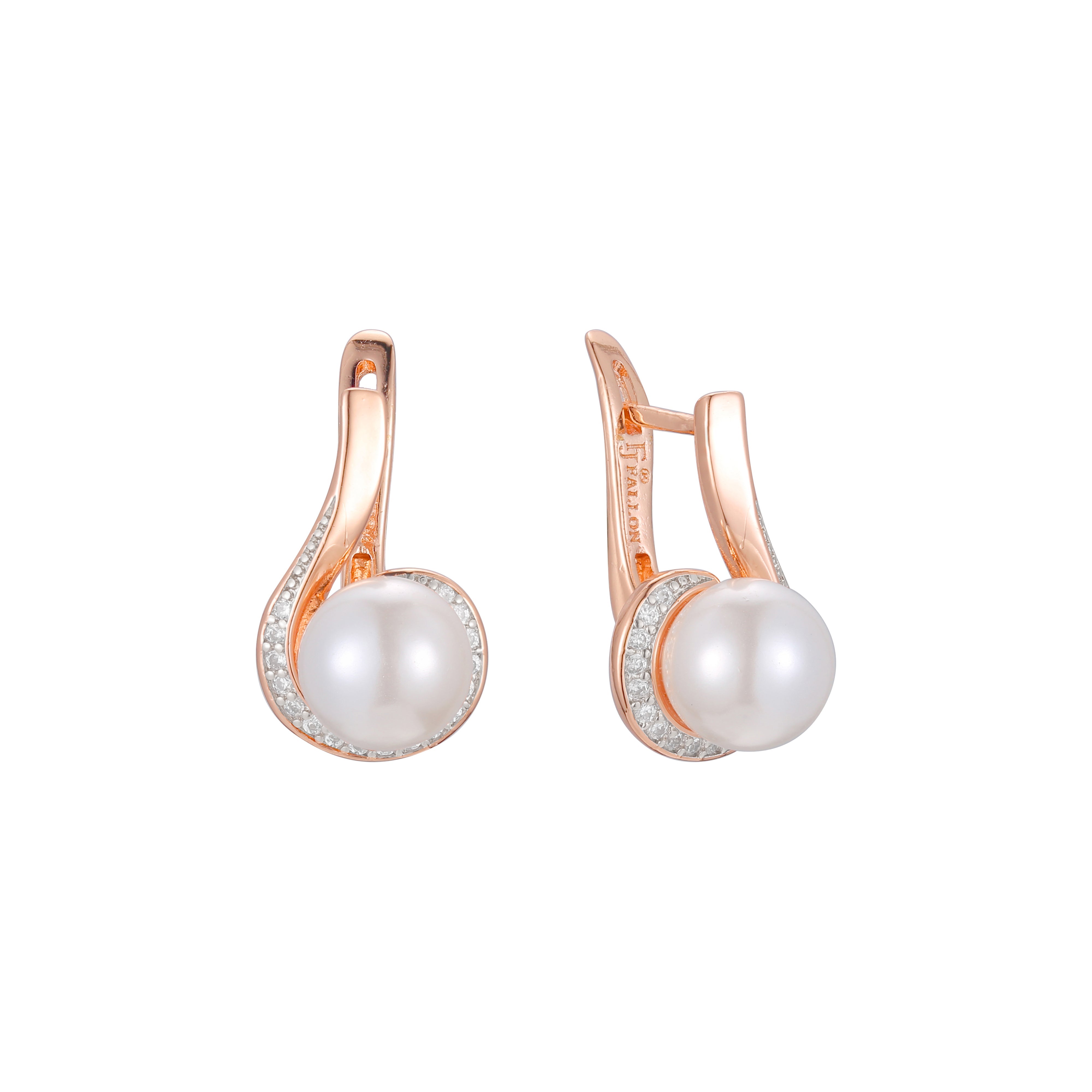 Pearl earrings in 14K Gold, Rose Gold, two tone plating colors