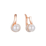 Pearl earrings in 14K Gold, Rose Gold, two tone plating colors