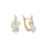 Solitaire flower stone earrings in 14K Gold, Rose Gold, two tone plating colors