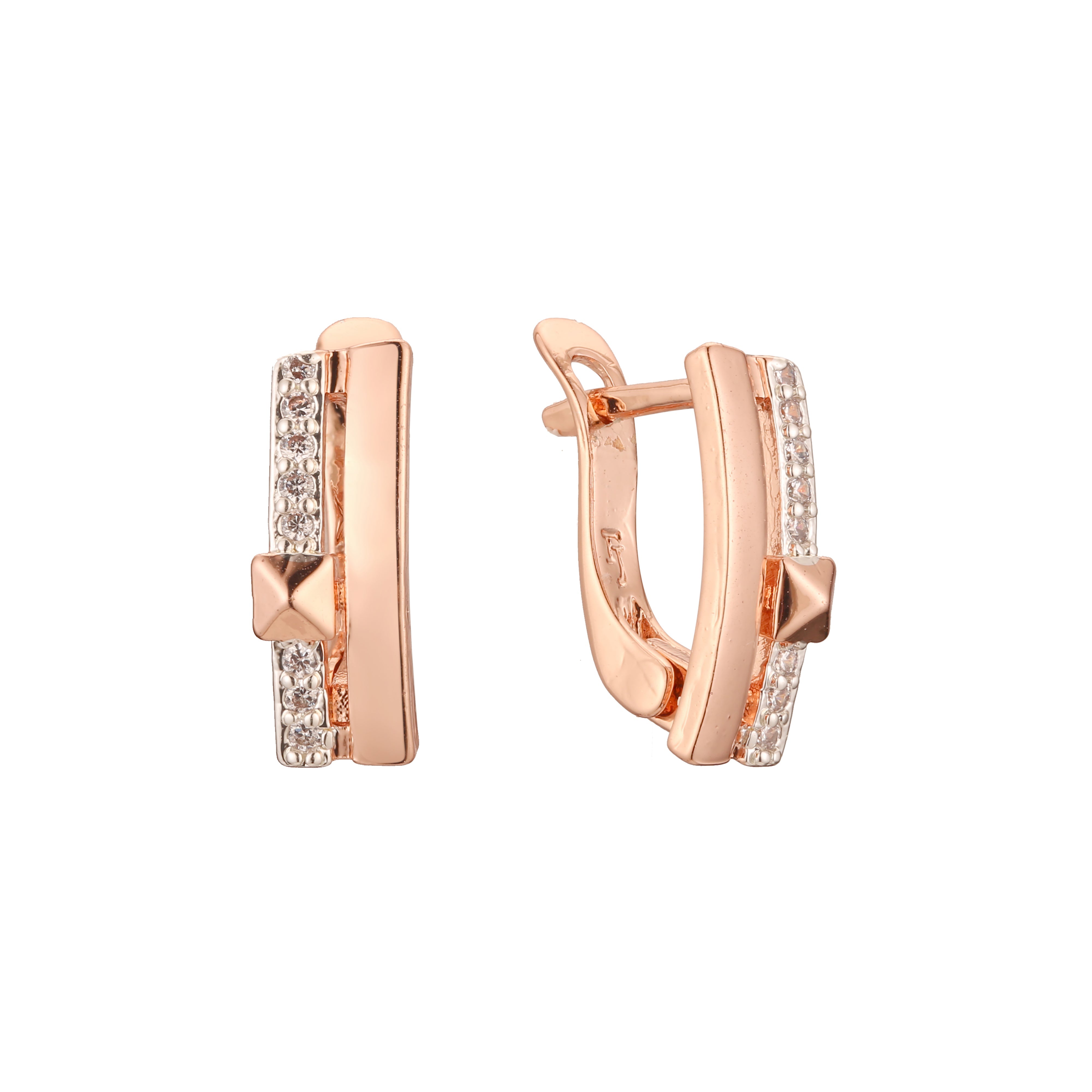 Earrings in 14K Gold, Rose Gold, two tone plating colors