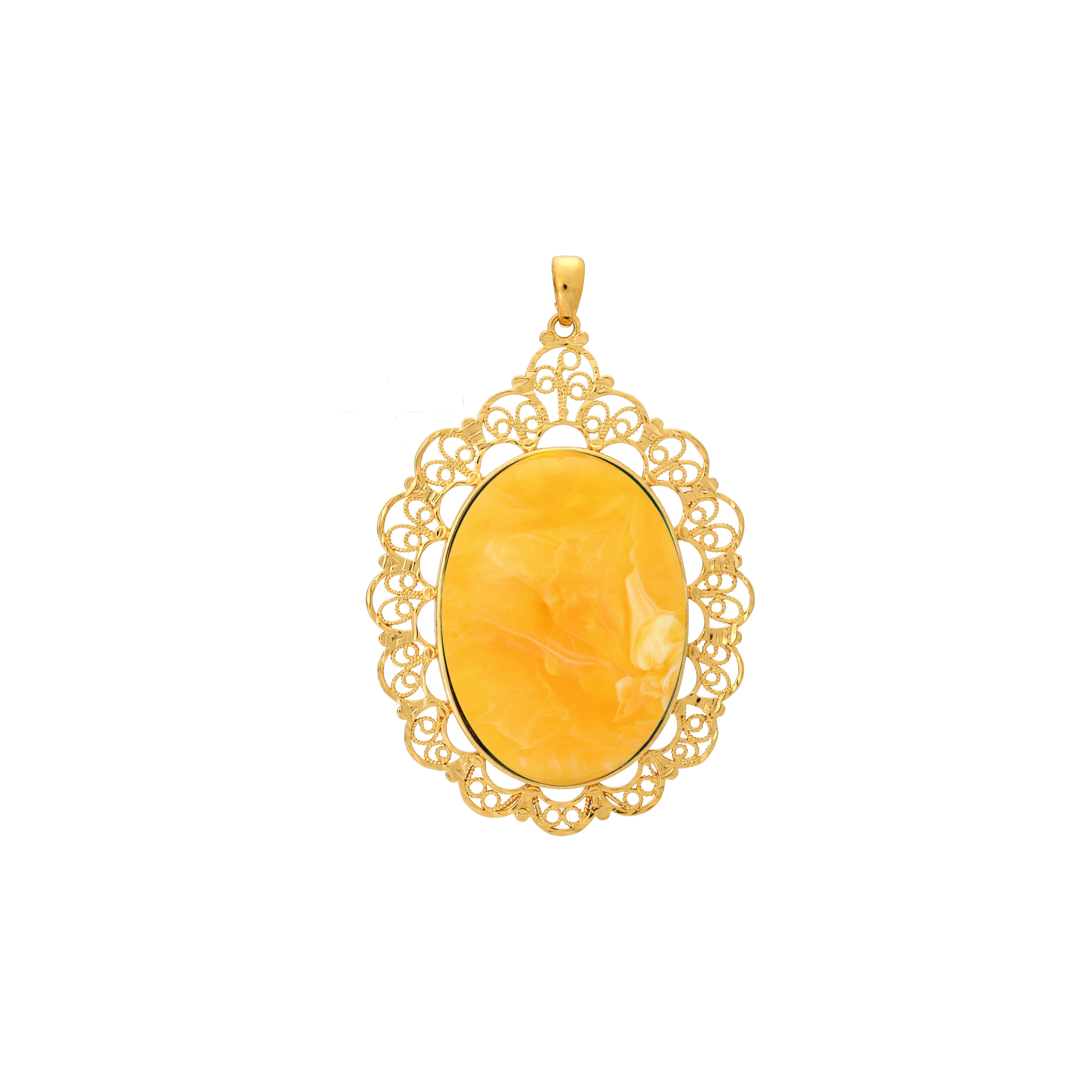 Cabochon colorful Onyx 18K Gold pendant