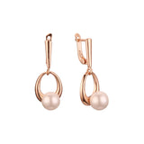 Pearl earrings in Rose Gold, two tone plating colors