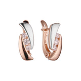 Aretes de tres piedras en Oro de 14K, Oro Rosa, baño de dos colores