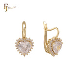 Halo Heart paved white czs earrings