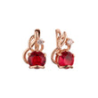 Elegant Solitaire big round colorful CZ in branches Rose Gold earrings