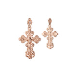 Orthodox Cross pendant in Rose Gold, two tone plating colors