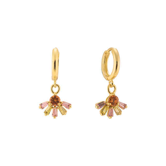 Huggie cluster drop earrings in 14K Gold, 18K Gold plating colors