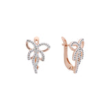 Rose Gold two tone earrings with White stone