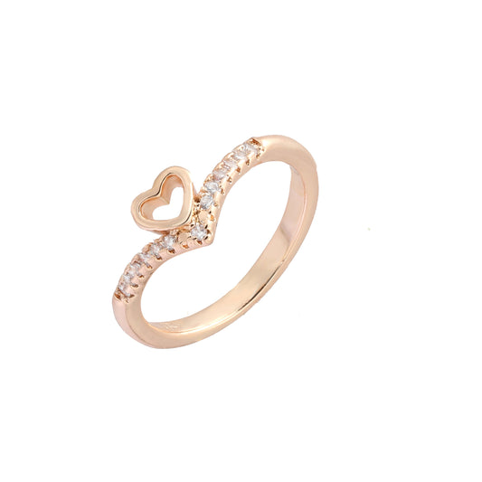 Anillos curvos de corazoncitos de oro rosa