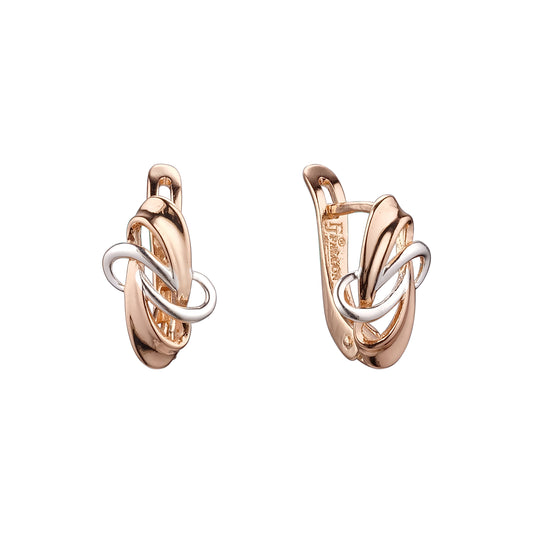 Crossing ribbons Rose Gold two tone earrings