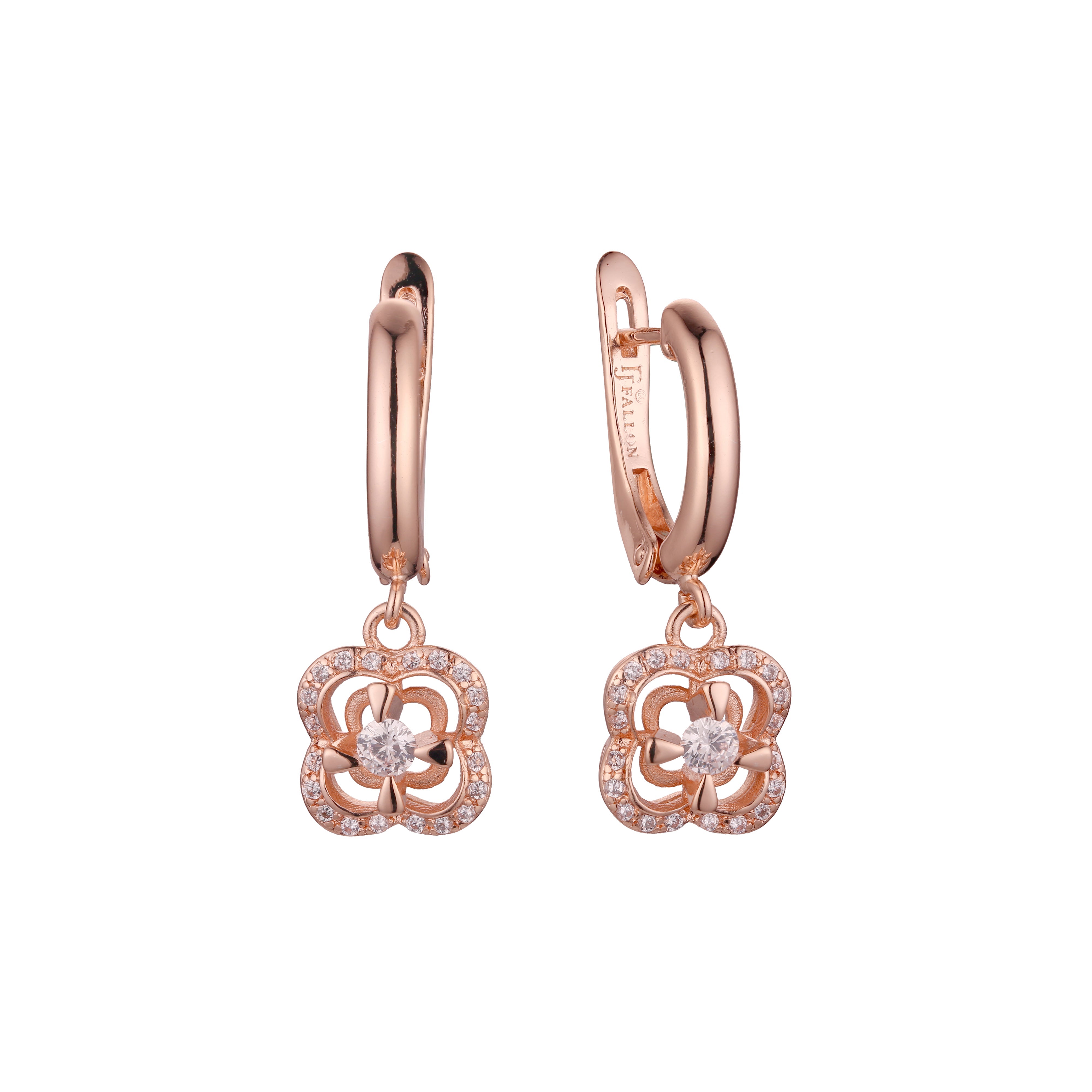 Brincos de flores em ouro 14K, ouro rosa, duas cores de revestimento