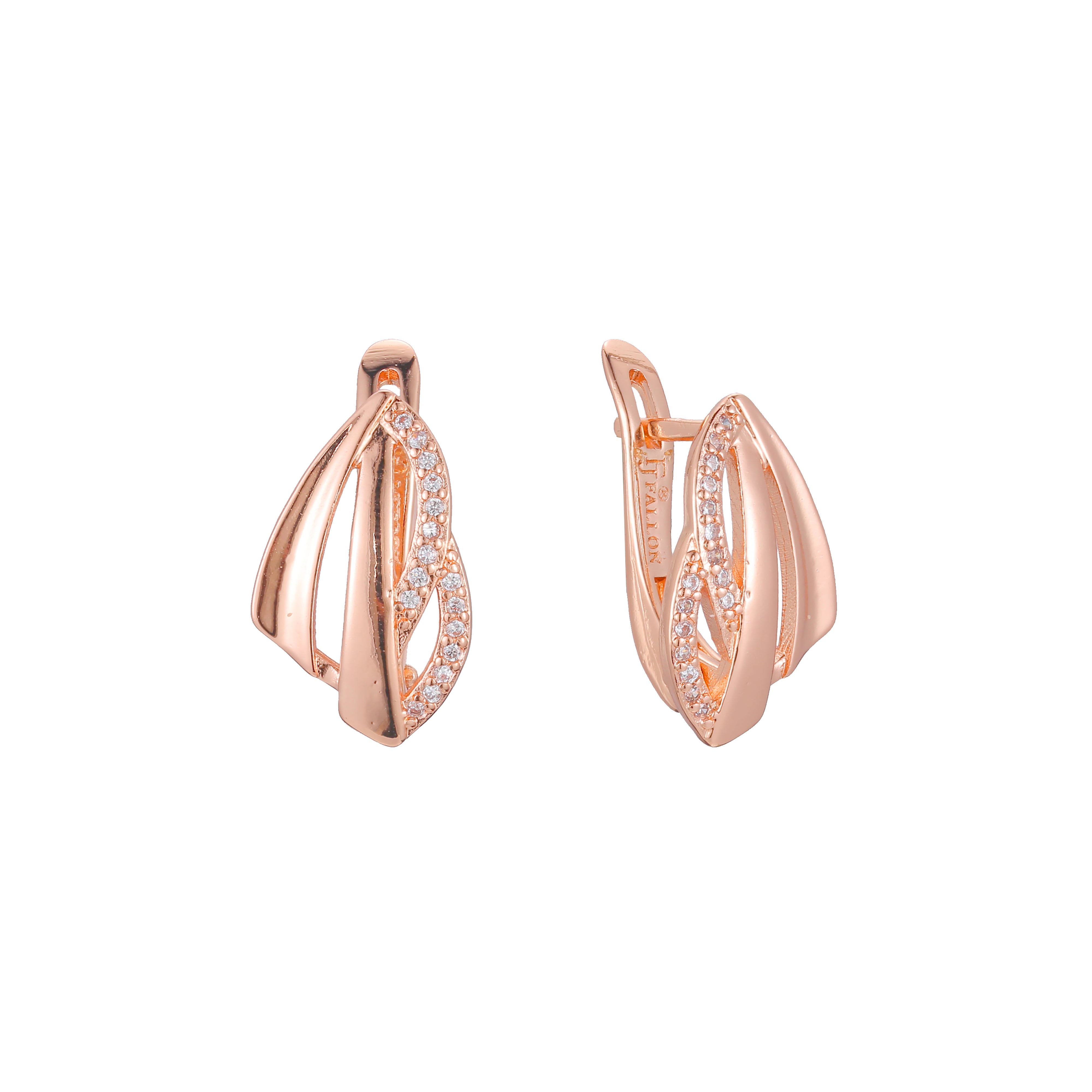 Aretes en Oro 14K, Oro Rosa, baño en dos tonos