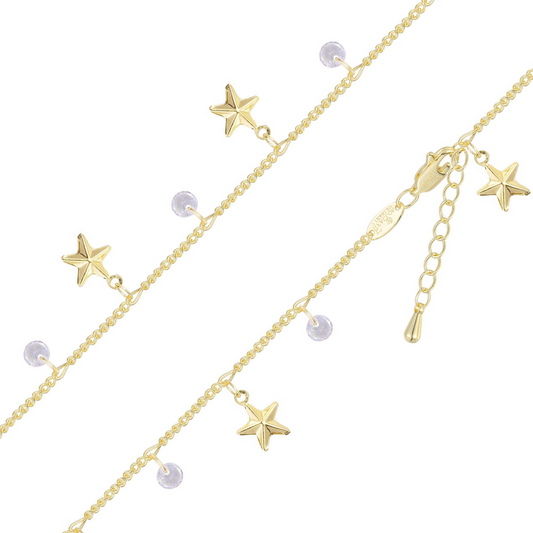 Shiny stars anklet plated in color plated in 14K Gold colors