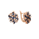 Cluster luxurious colorful cluster CZ Rose Gold earrings