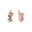 Rose Gold two tone solitaire ribbon Marquise stone earrings