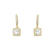 Halo paved white CZs 14K Gold, Rose Gold Earrings