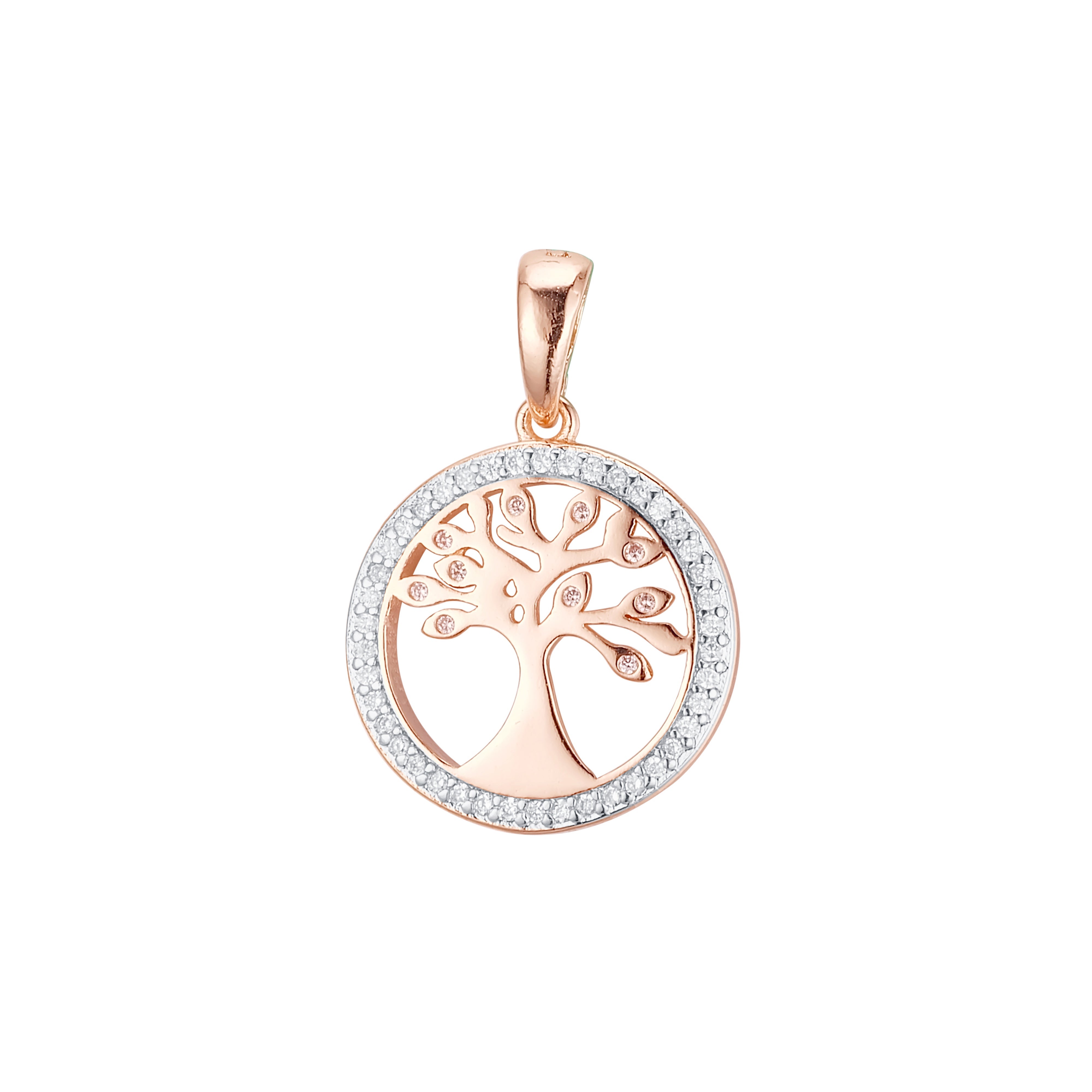 Halo tree pendant in Rose Gold two tone, 14K Gold plating colors