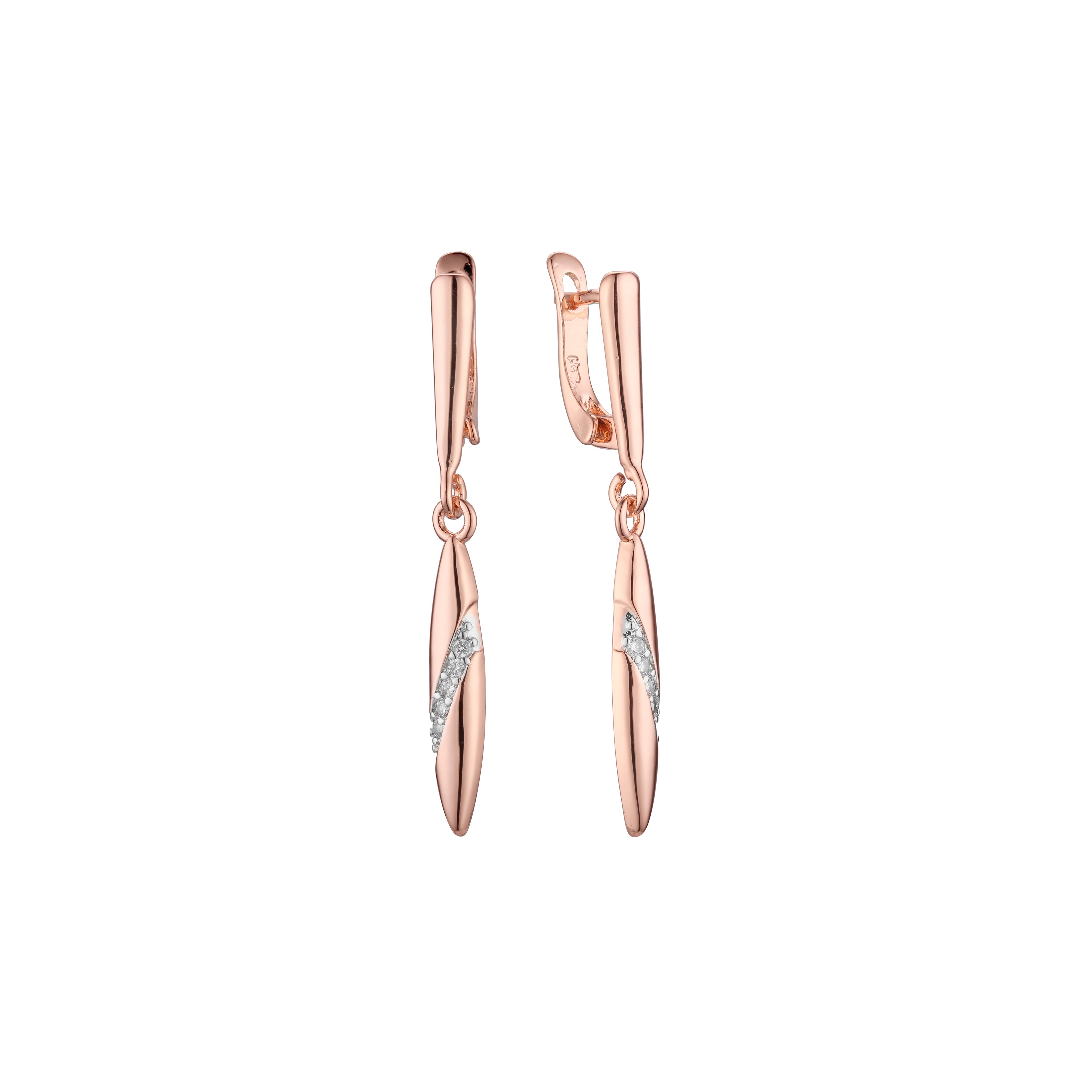 Aretes en Oro 14K, Oro Rosa, baño en dos tonos