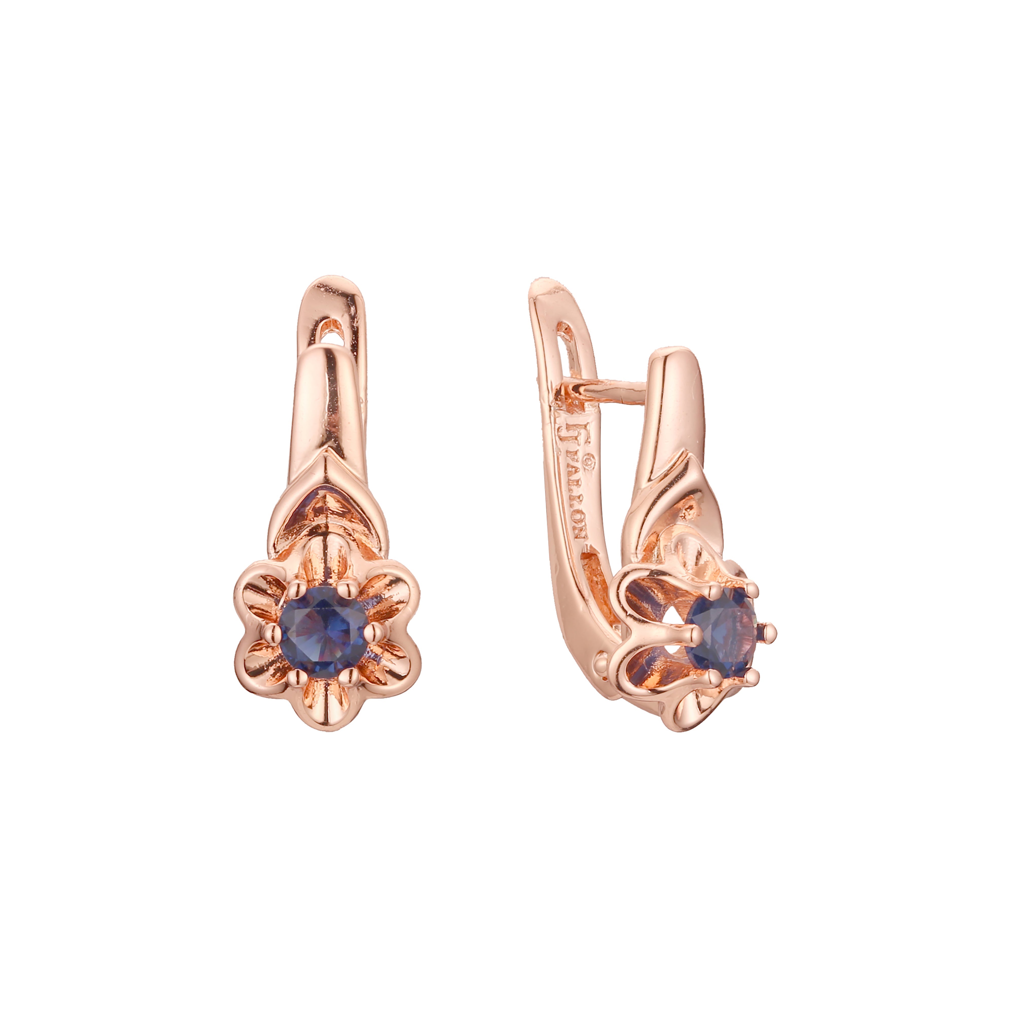 Flower solitaire earrings in 14K Gold, Rose Gold, two tone plating colors