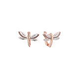 Dragonfly cluster earrings in Rose Gold, two tone plating colors