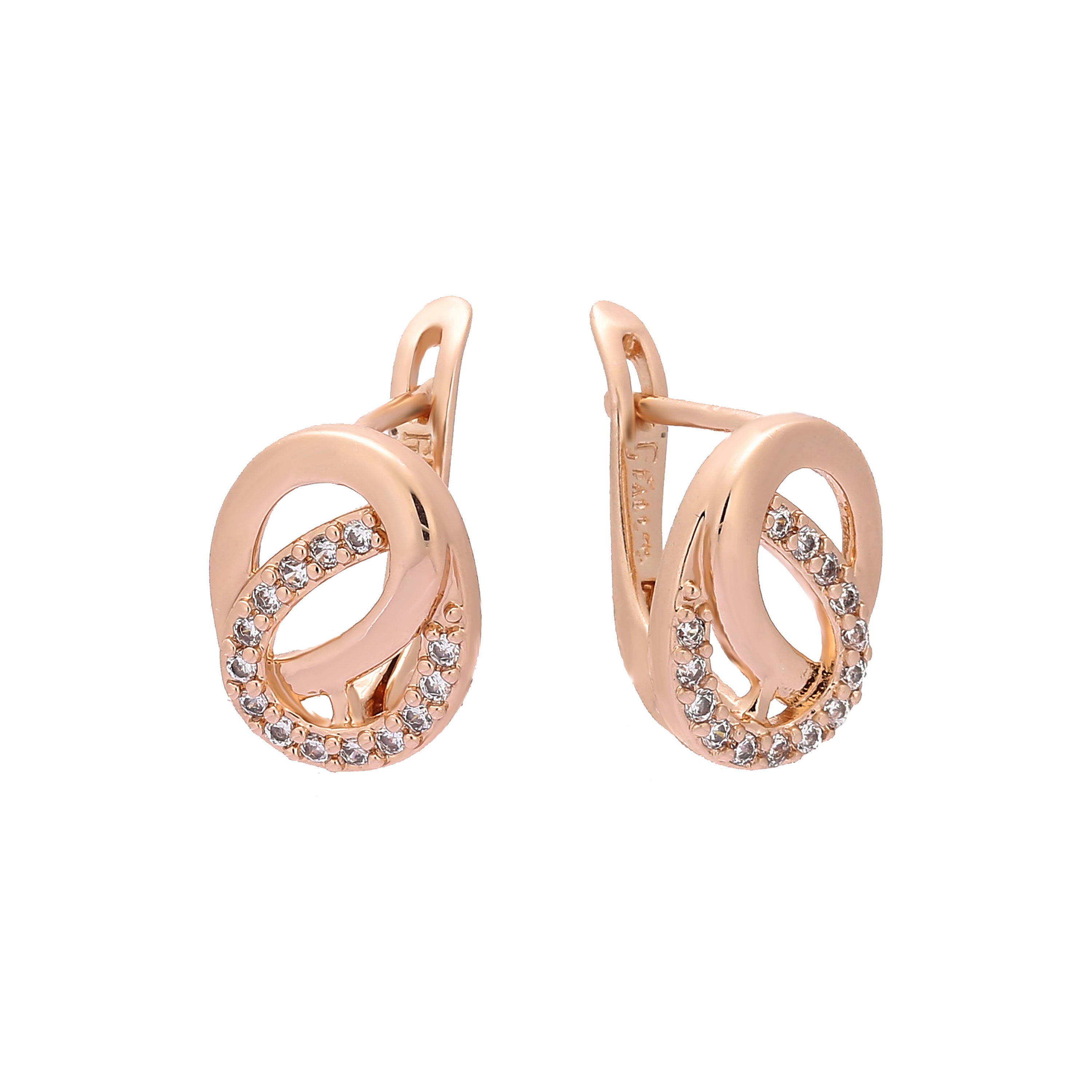 Paved white cz Rose Gold earrings