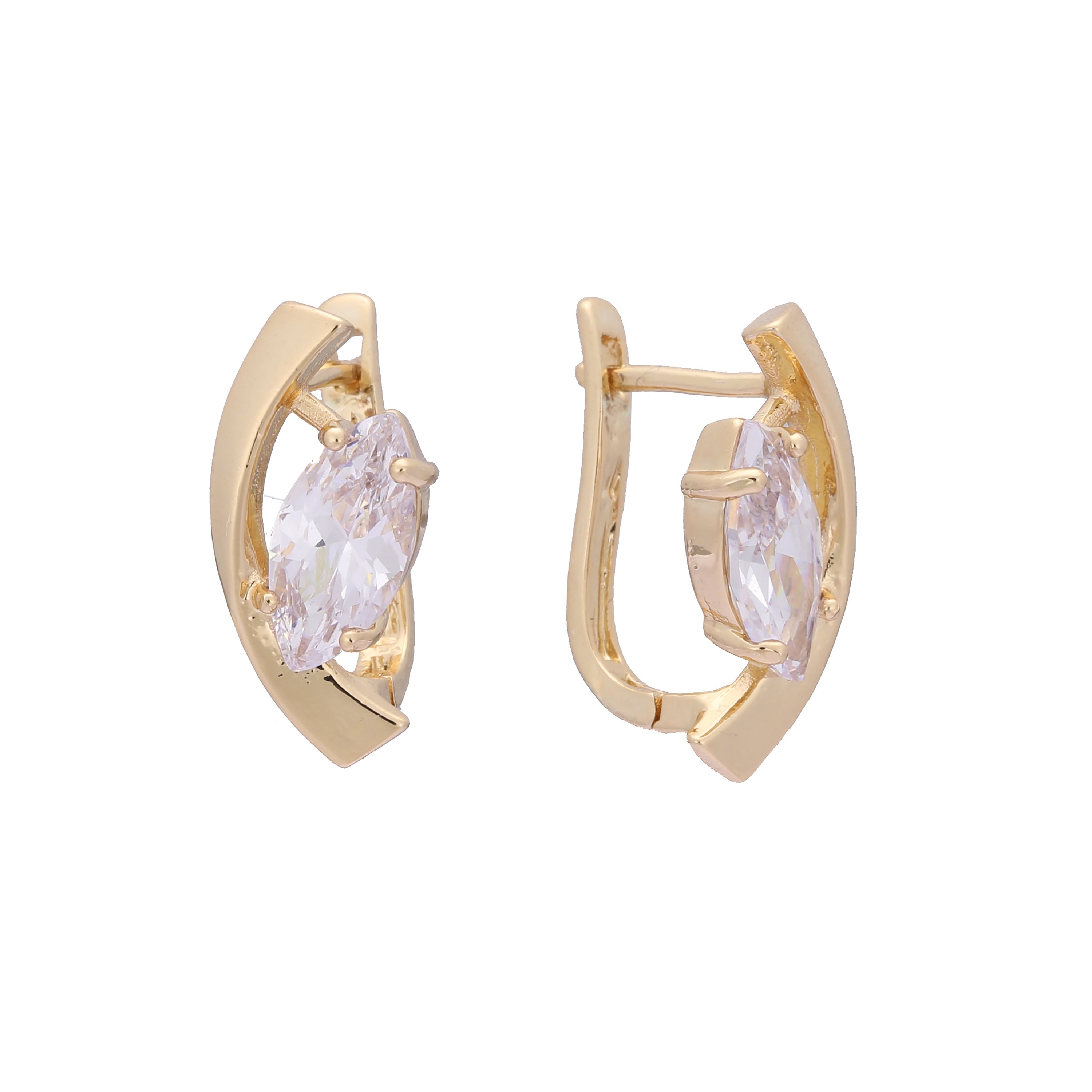 Solitaire Marquise white cz Rose Gold earrings