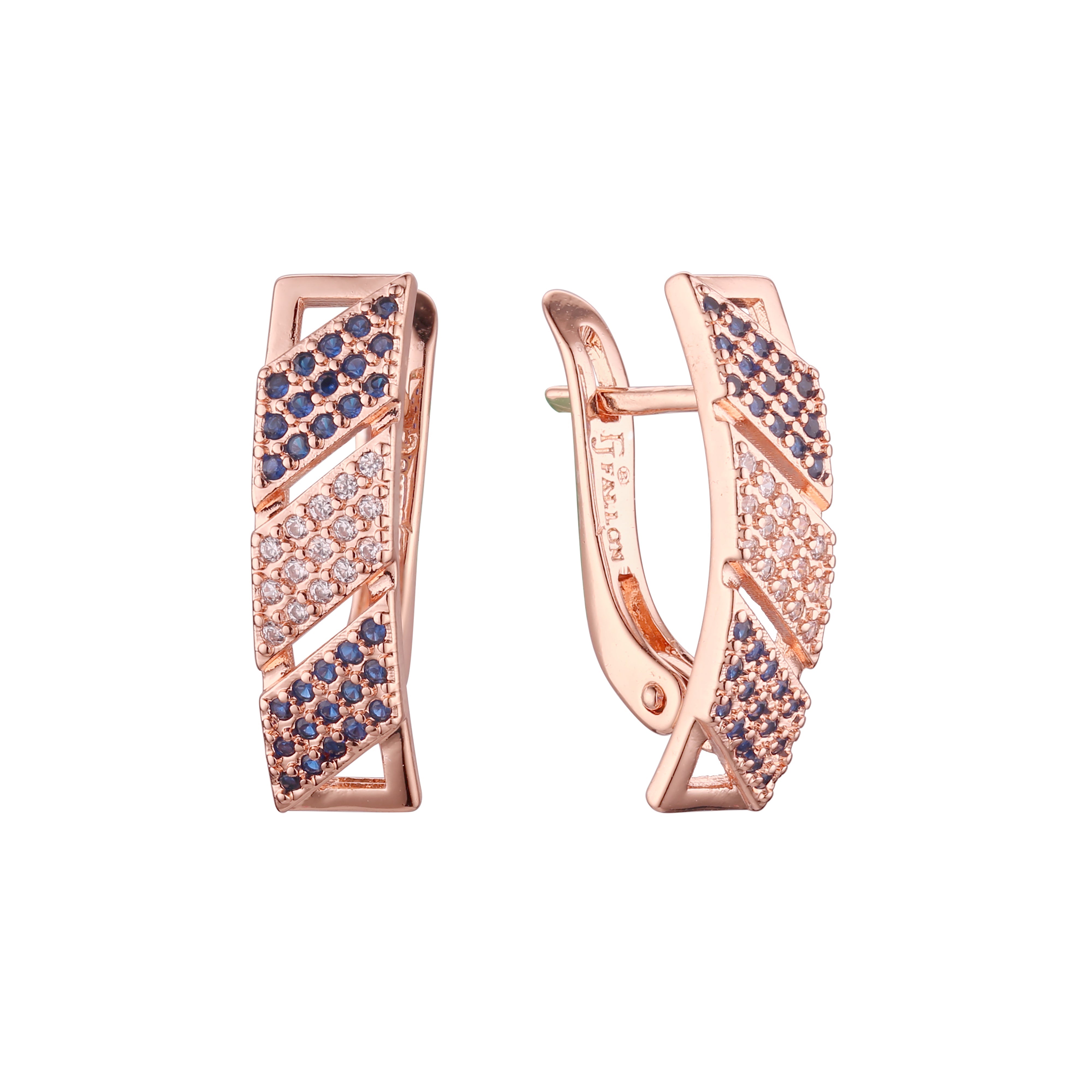 Cluster earrings in Rose Gold, two tone plating colors