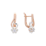 Rose Gold two tone solitaire flower earrings