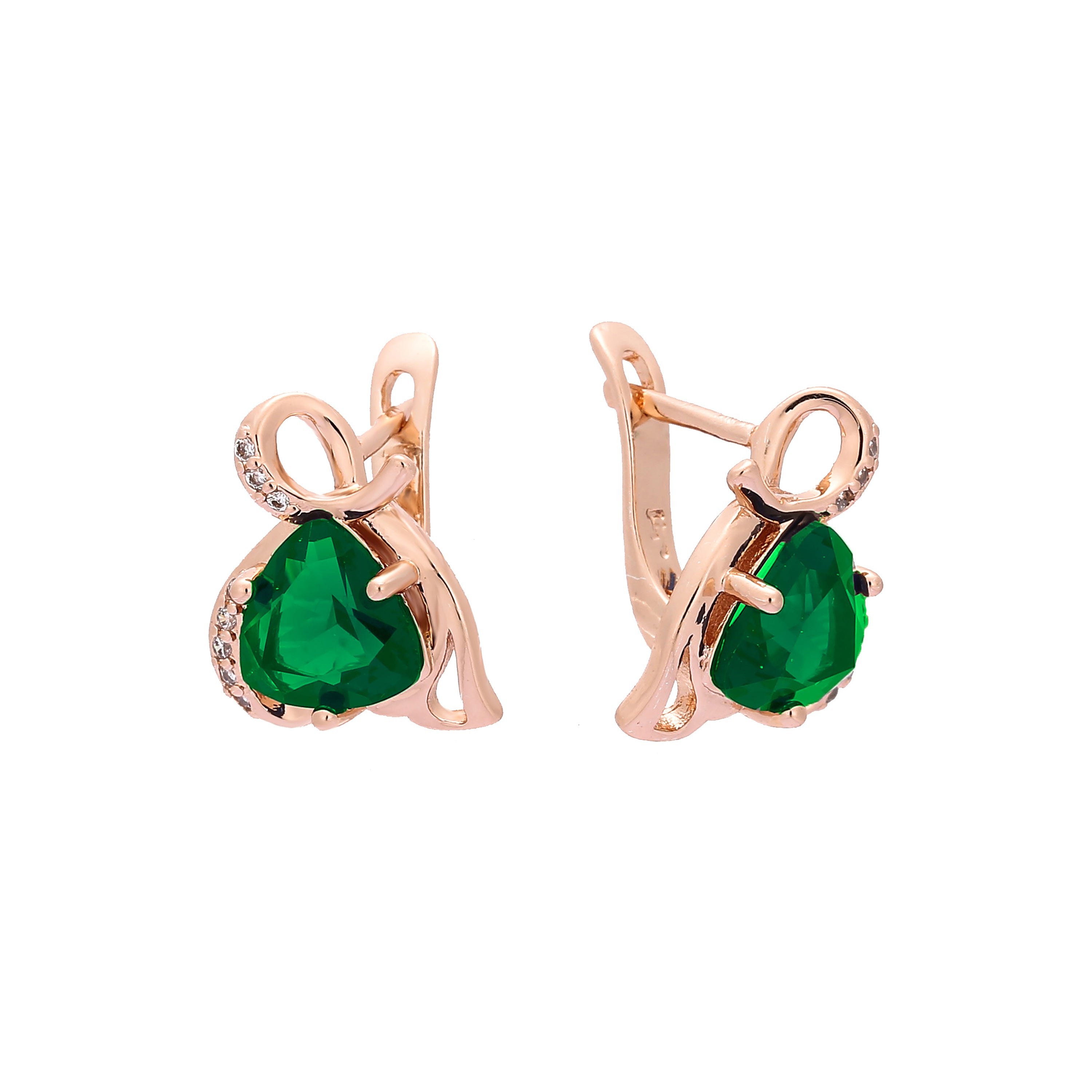 Solitaire colorful cz Rose Gold earrings